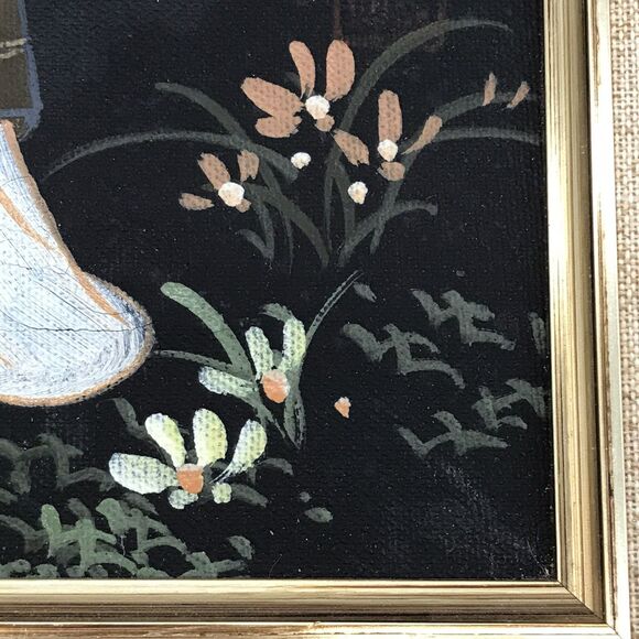 Vtg. Japanese Oriental Maiden Oil On Canvas Signed Painting Gold Framed Matted - Picture 15 of 15